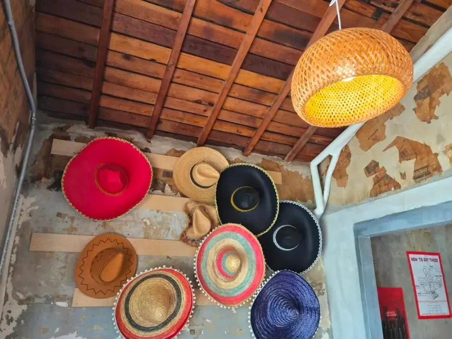 Exotic interior with tablecloths and decor