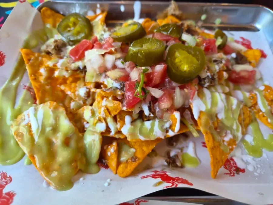 Chili nachos loaded with toppings