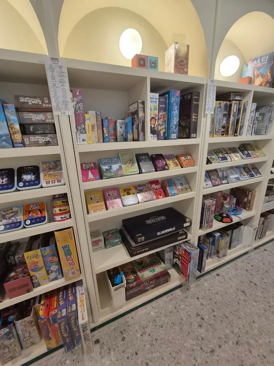 Shelves packed with board games
