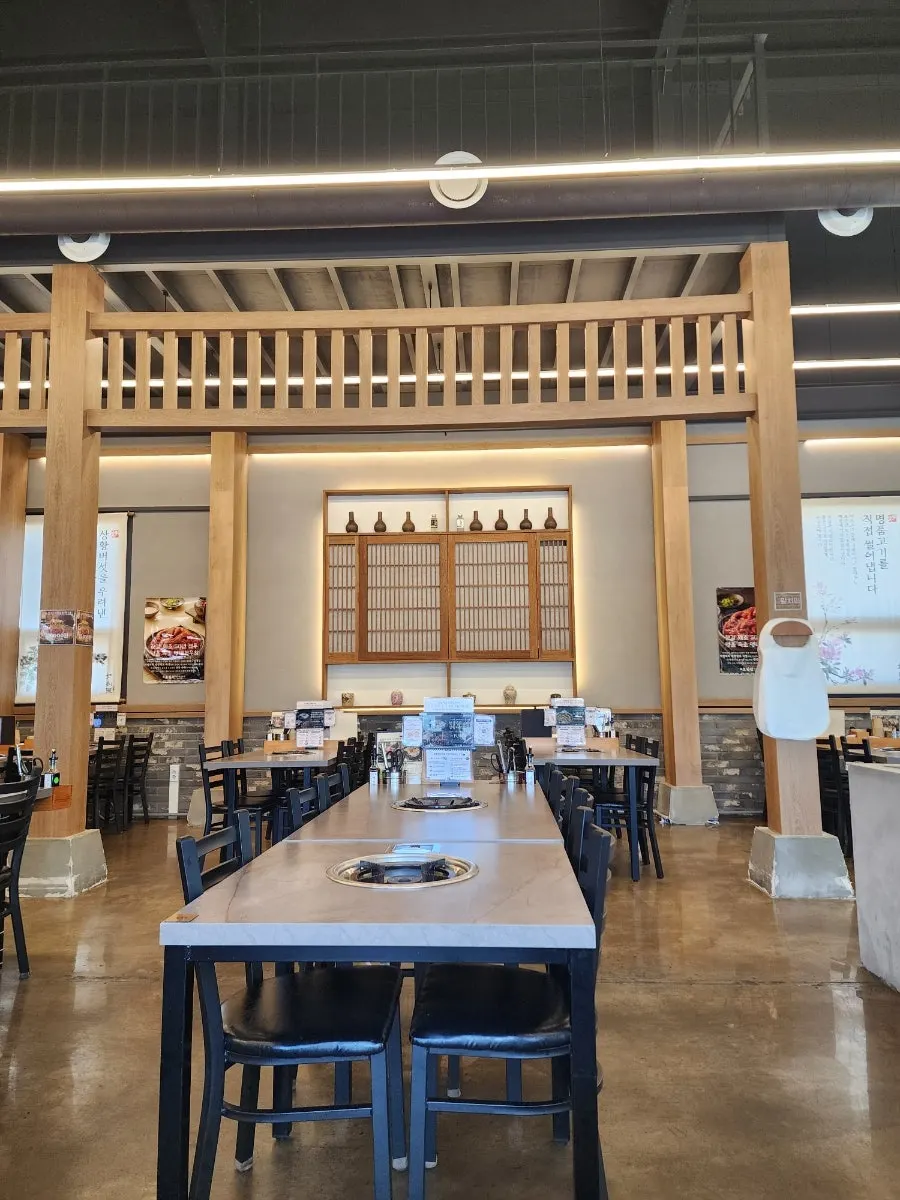 Wood-tone interior of the restaurant