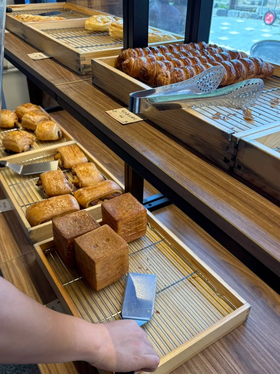 The bakery display area at the hanok café