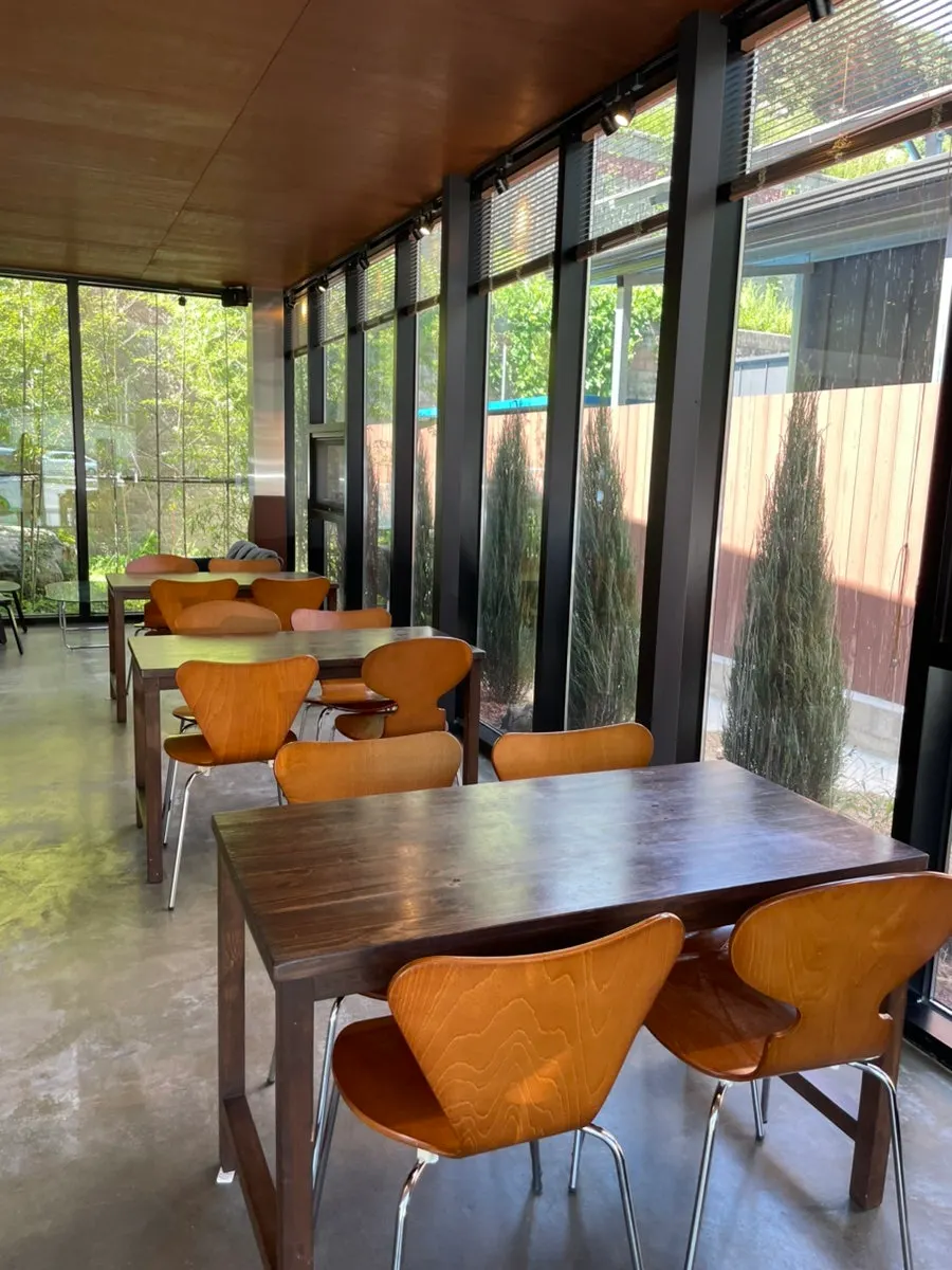 Free parking area in front of the café