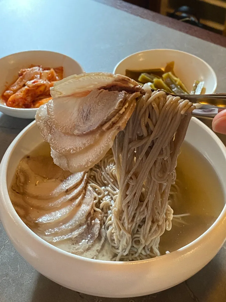 A bowl of Anok's Pyeongyang naengmyeon