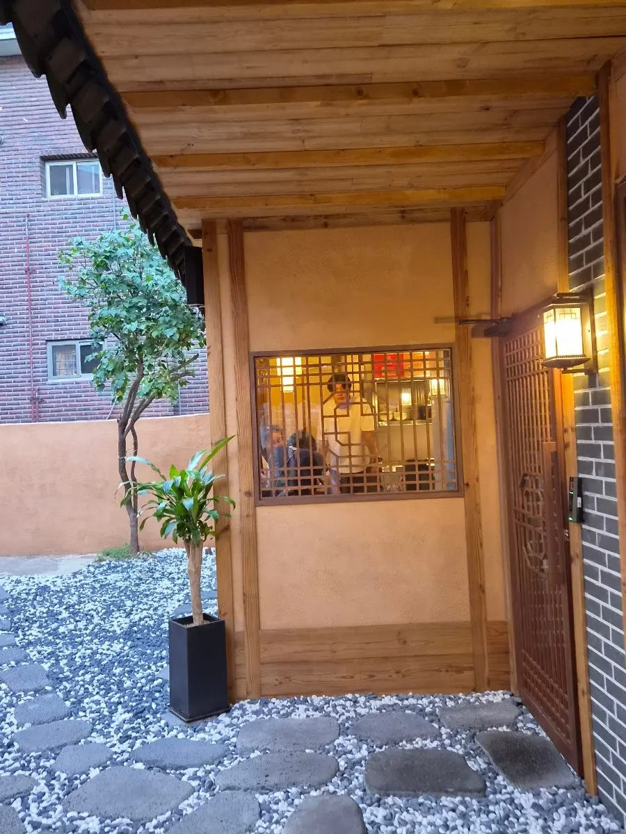 Wooden interior space at Anok in Hongdae