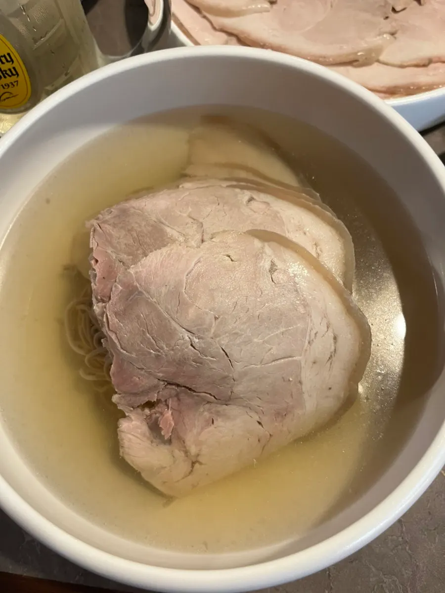 Close-up of Anok's cold pork plate