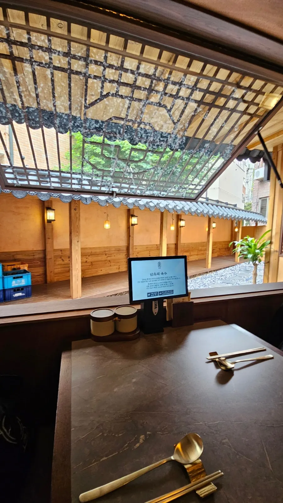 Window seating inside Anok with a hanok atmosphere