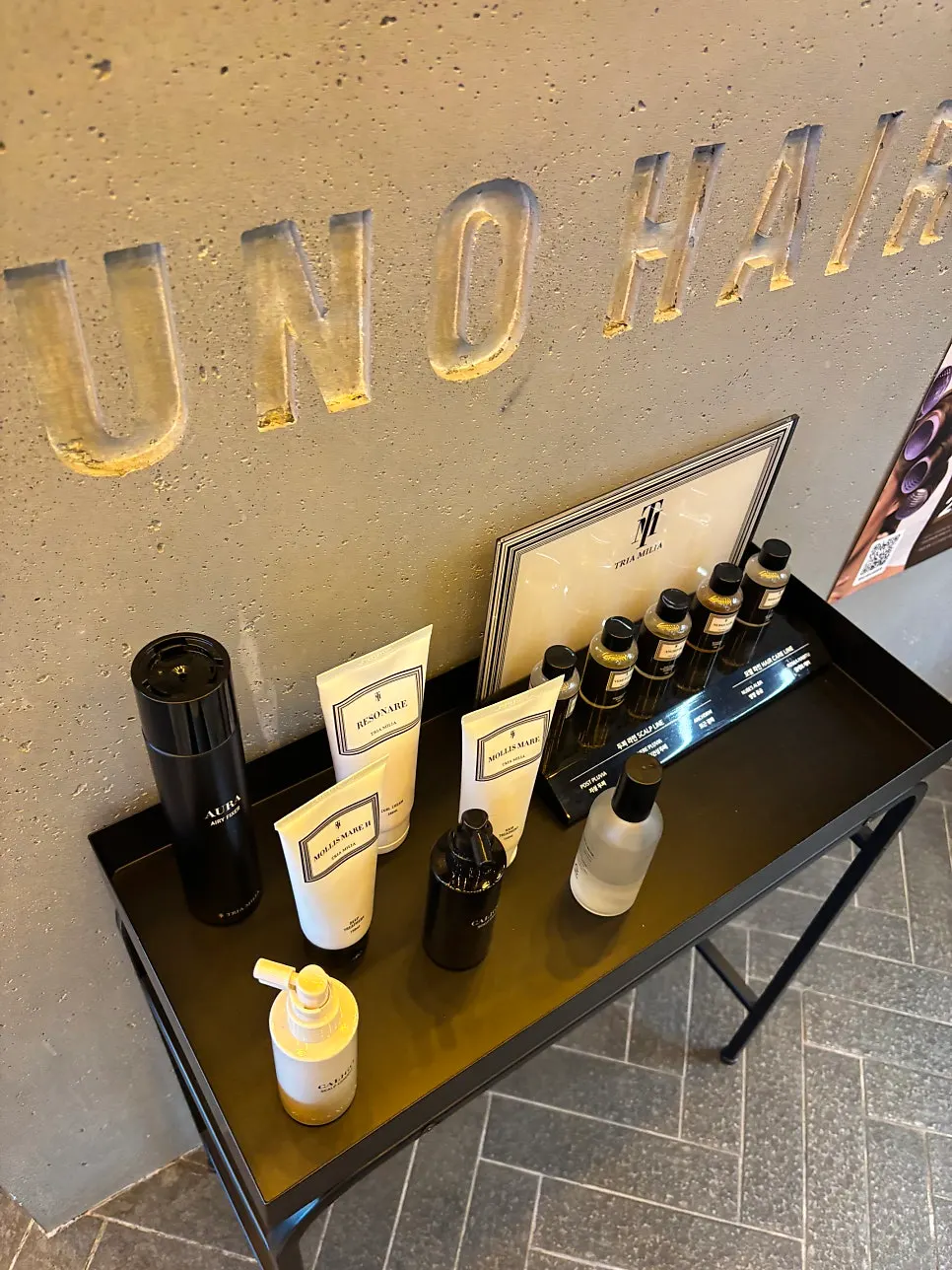 Hair product corner available for hands-on trial