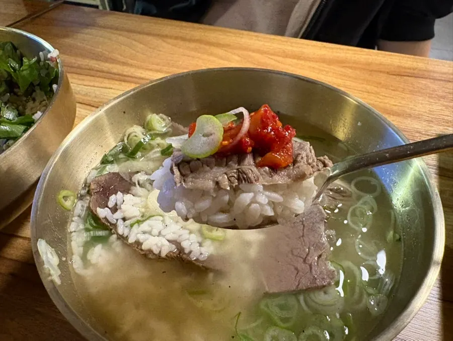 Squid jeotgal side dish served with the gomtang