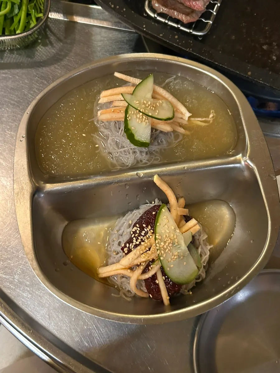Korean beef salchisal and the meat table setting