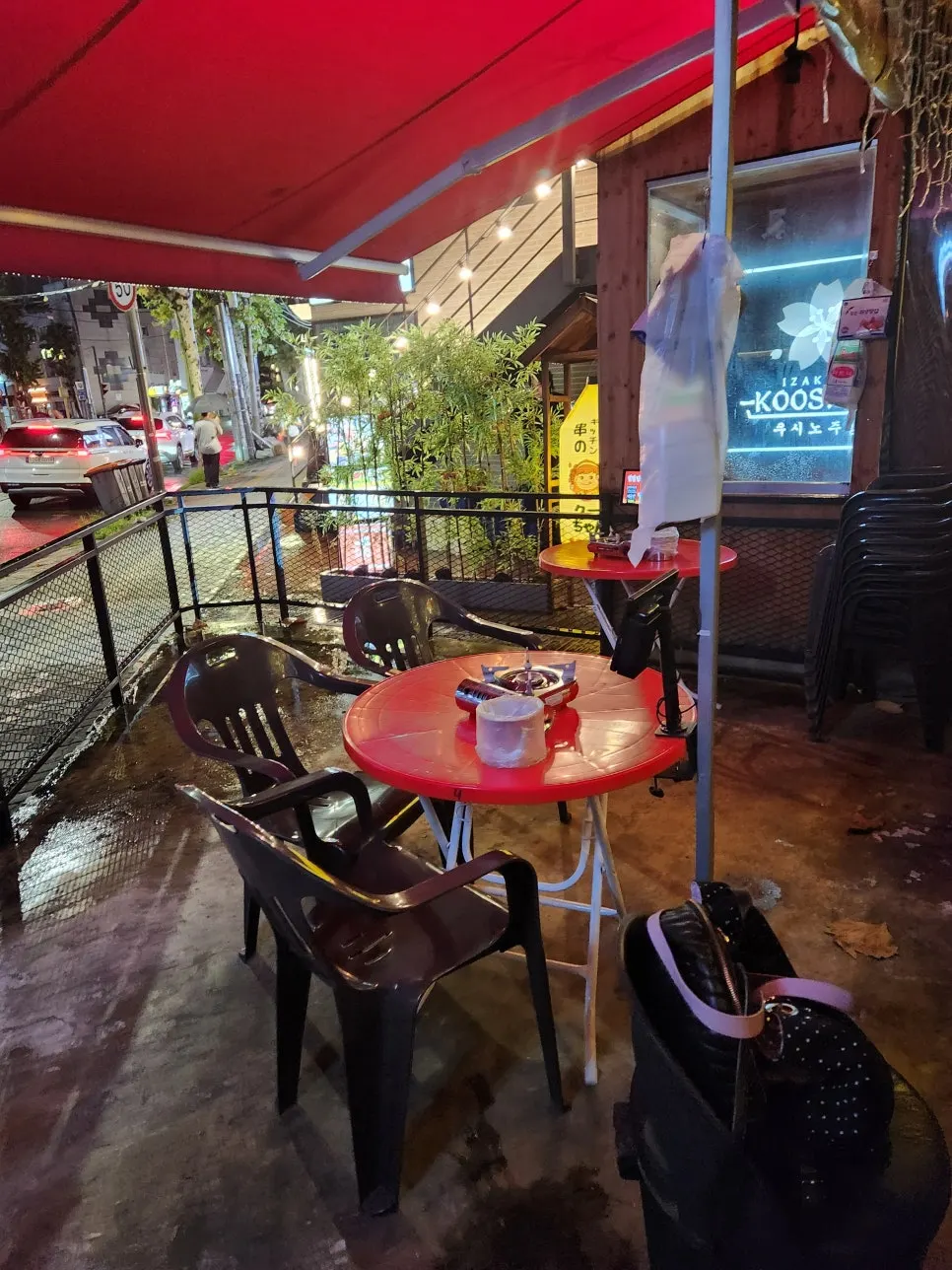 Outdoor pojangmacha-style seating
