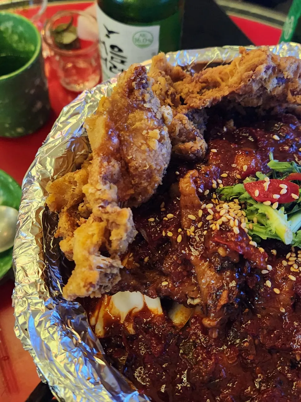 Boneless soup chicken feet for two topped with thick sauce