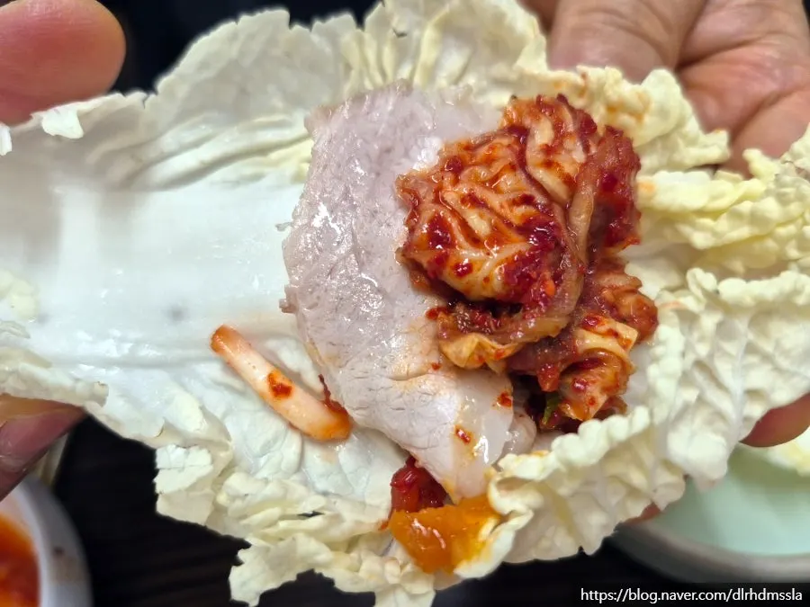 Bossam meal finished with cabbage leaf wraps