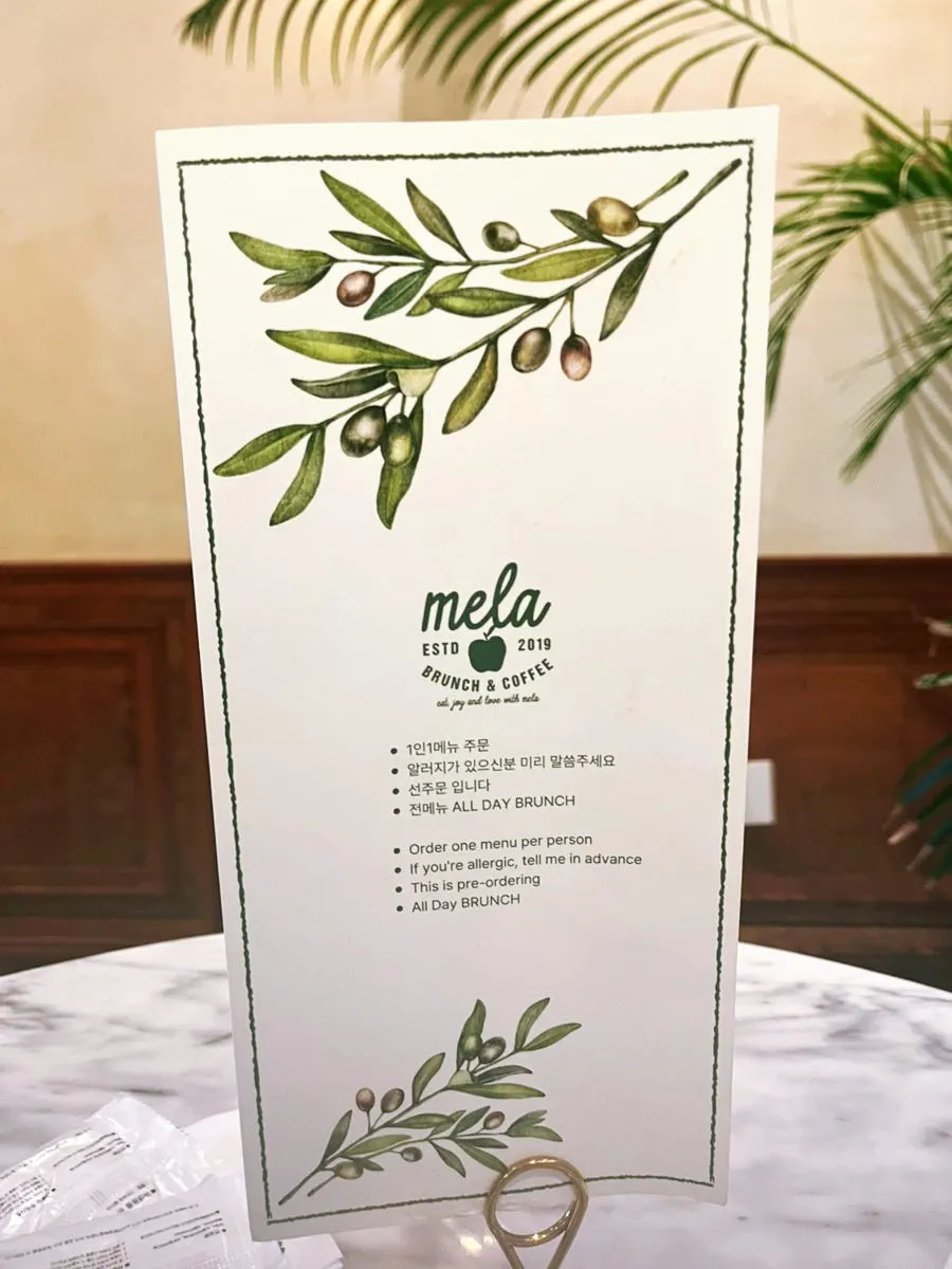 MELA Hongdae's drink menu board