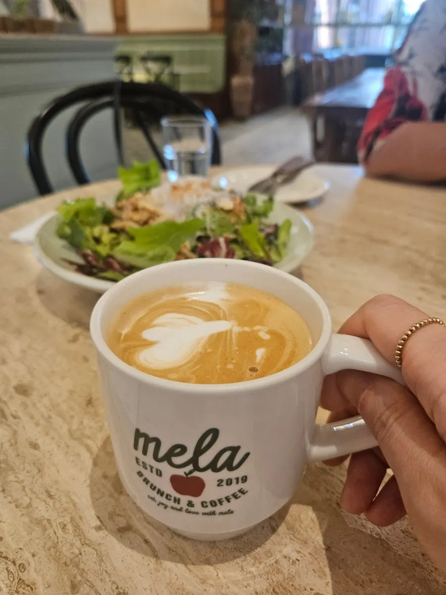 Coffee and lunch table at MELA Hongdae