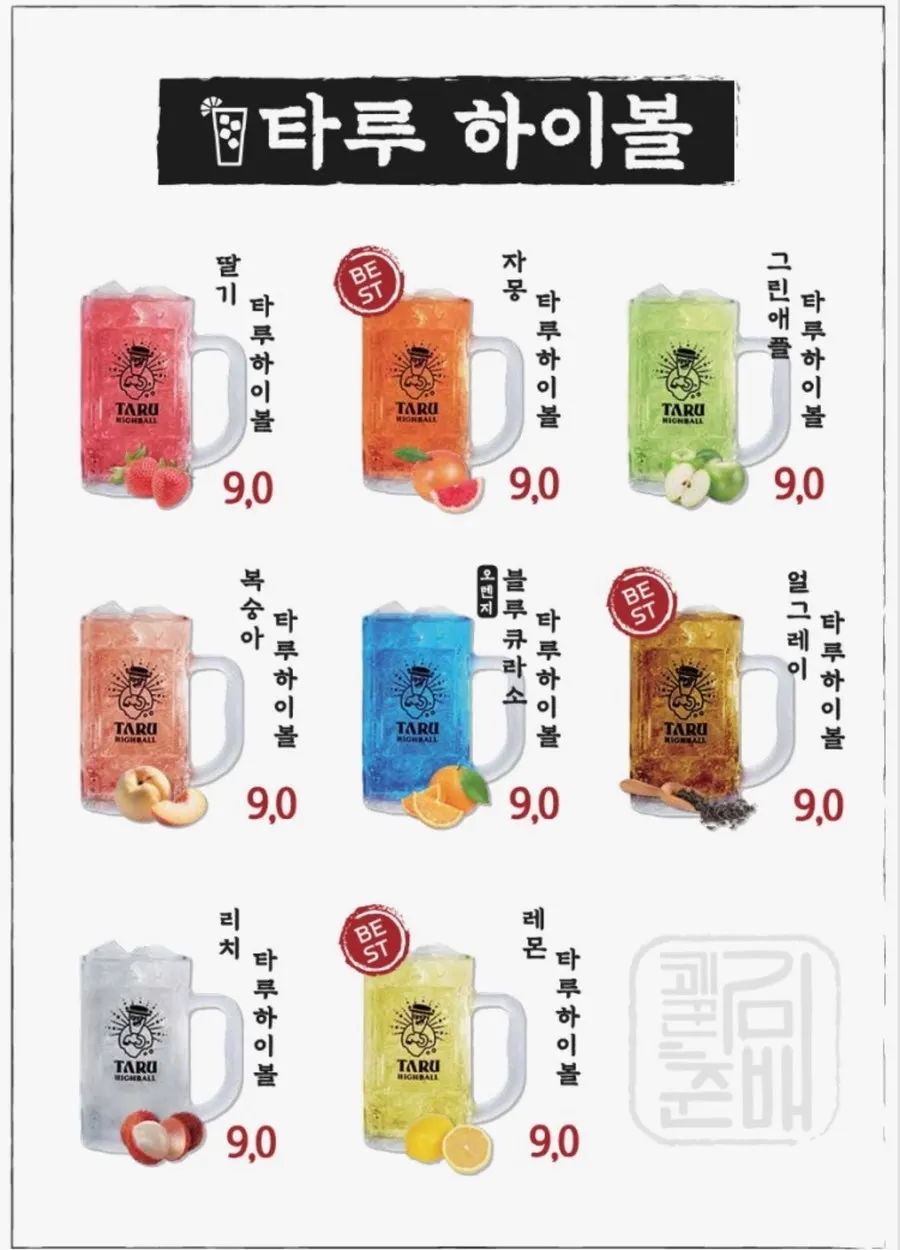 Menu board listing hanwoo and hanudon cuts