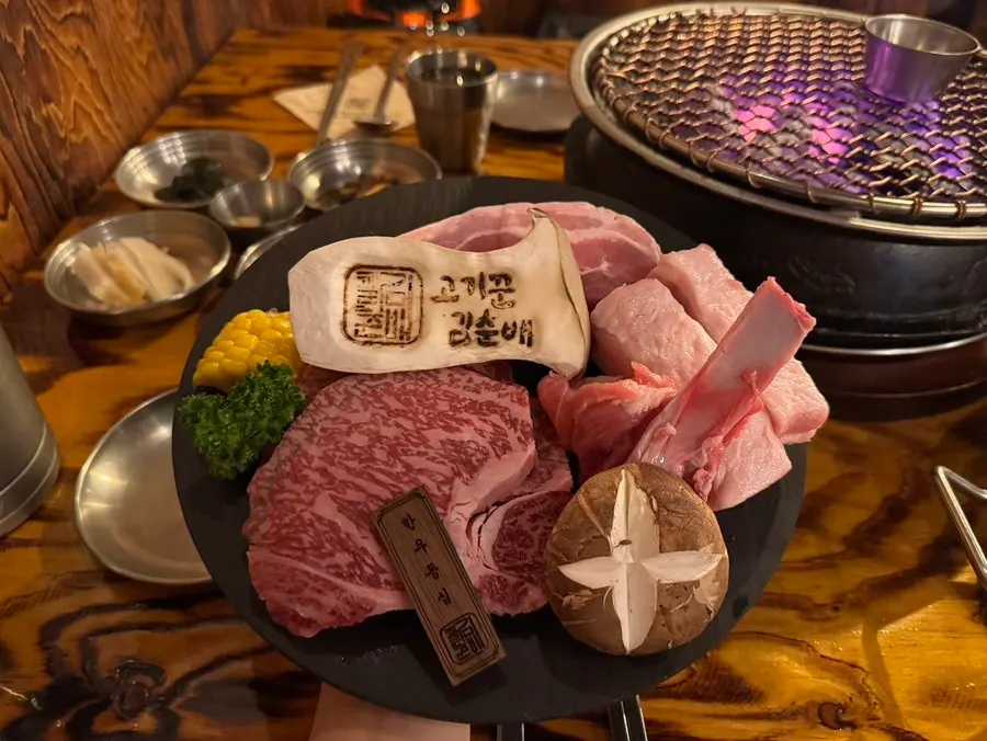 Table set with meat and side dishes