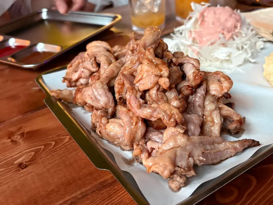 Charcoal chicken neck served as beer food