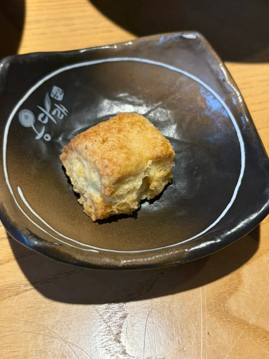 Self-serve dessert bar with coffee, tea, and scones