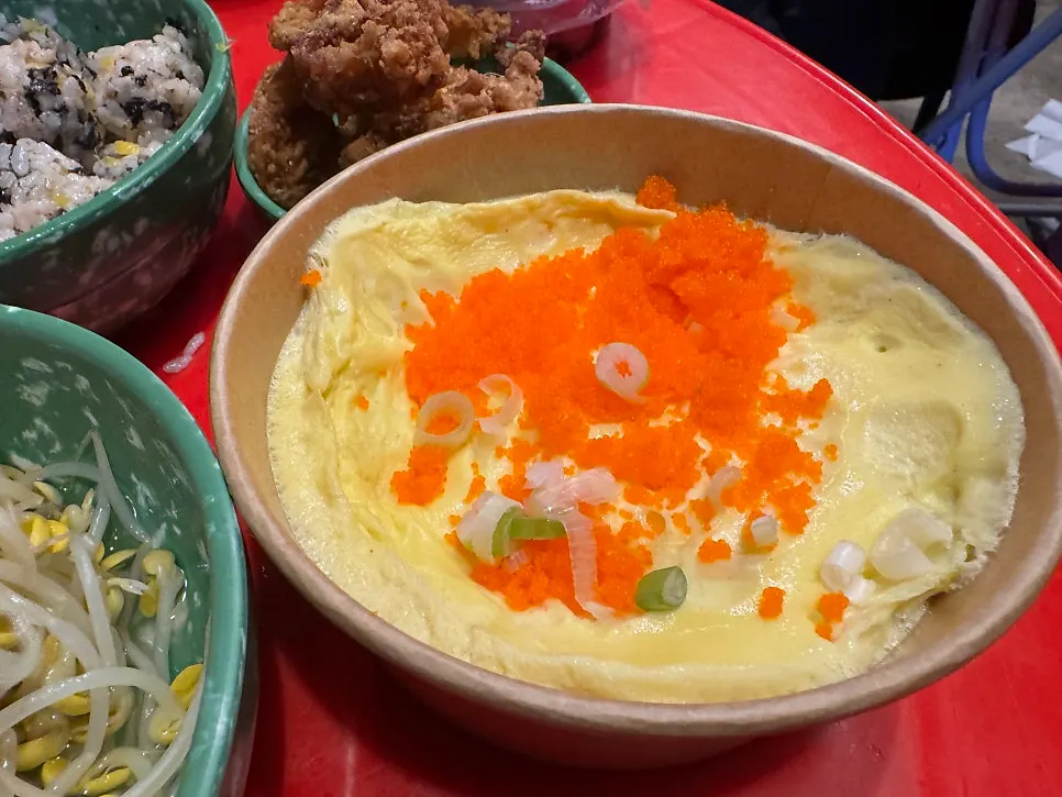 Flying fish roe egg custard used to calm the spice