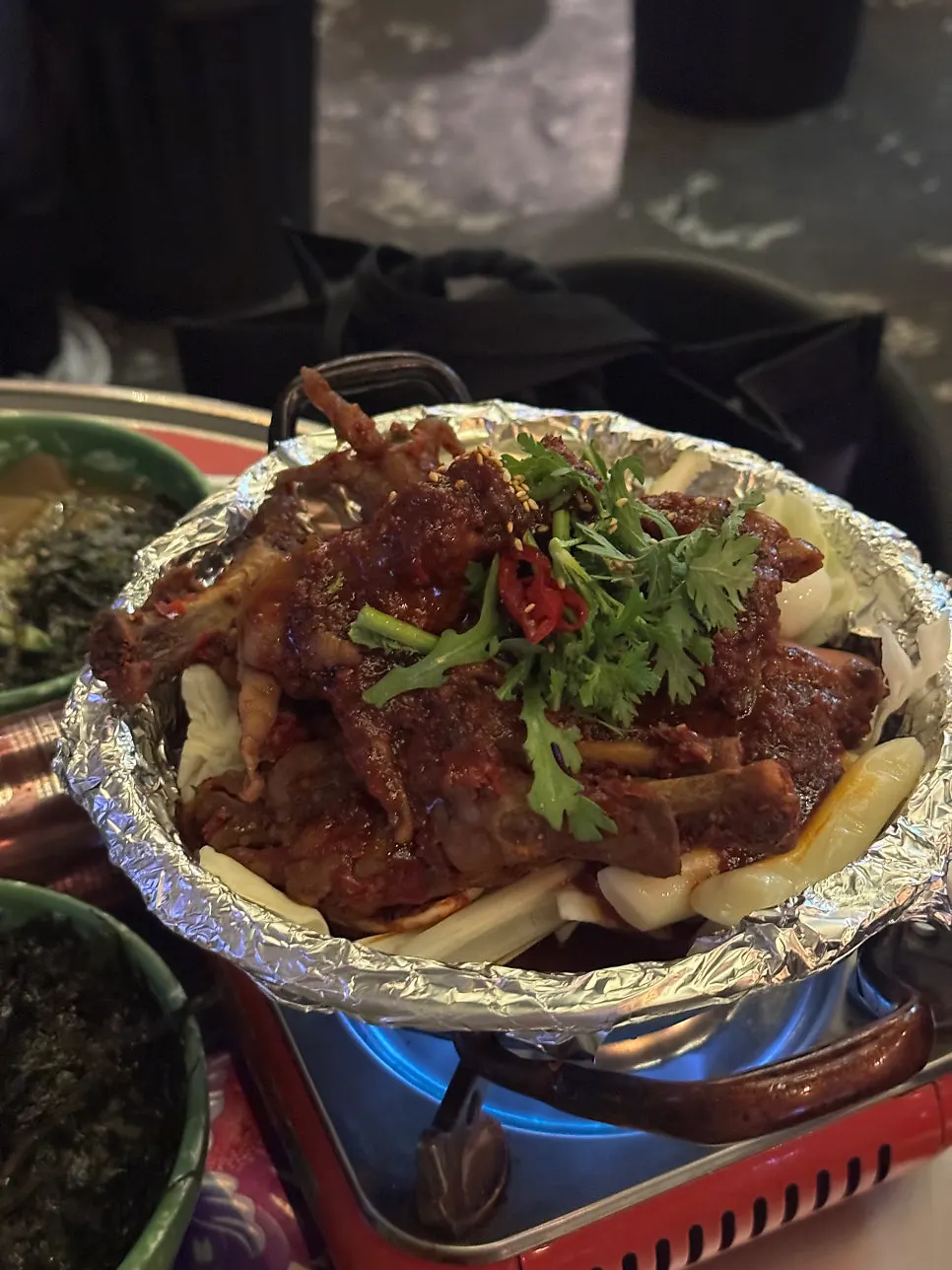 Side dishes served alongside the full-table set