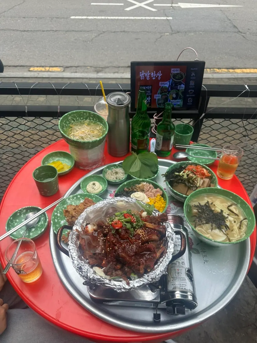 Chicken feet combo set up at an outdoor terrace table