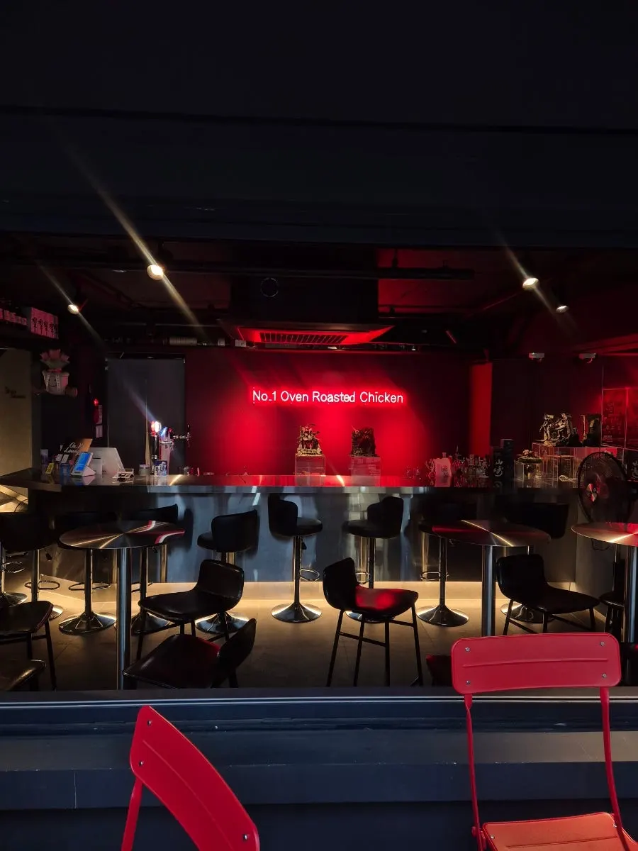 Pub-like interior decor of the restaurant