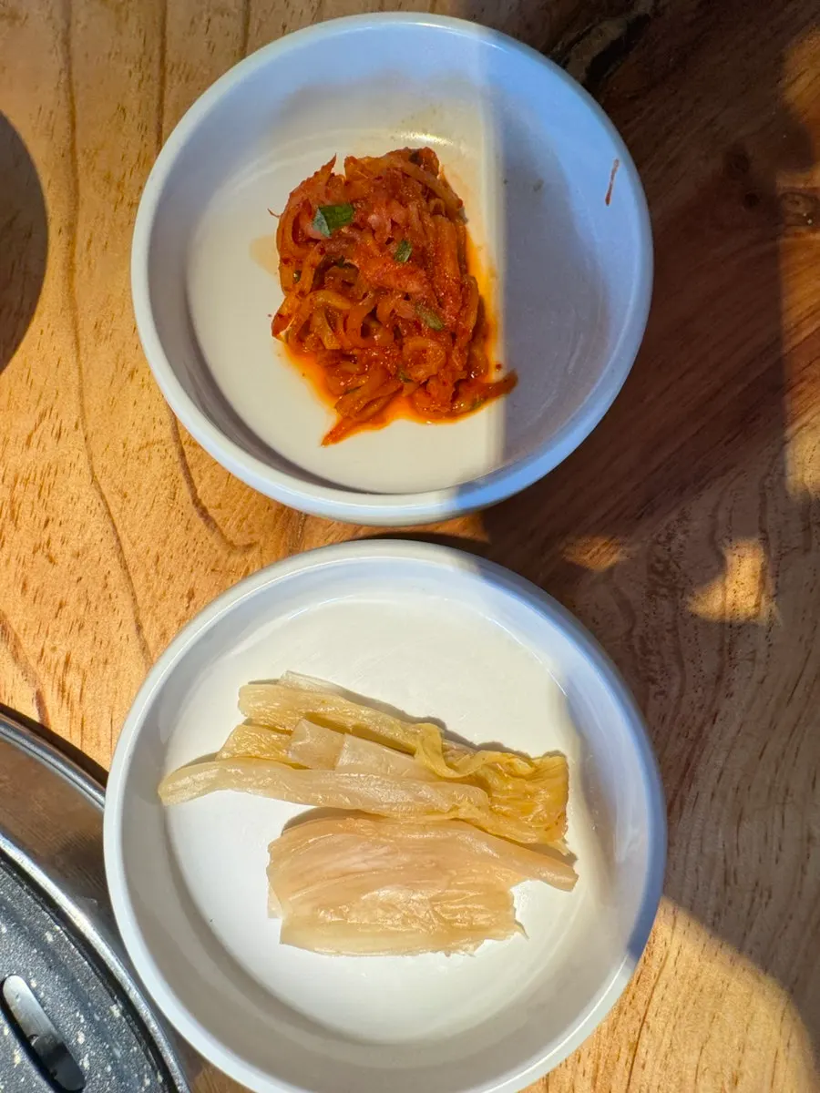 Side dish plates including myeongi namul and mu saengchae