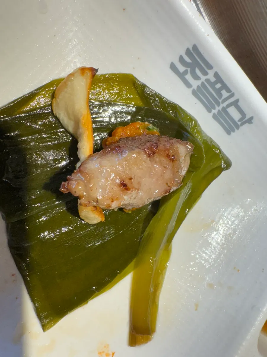 Close-up of a chewy piece of dwitgogi