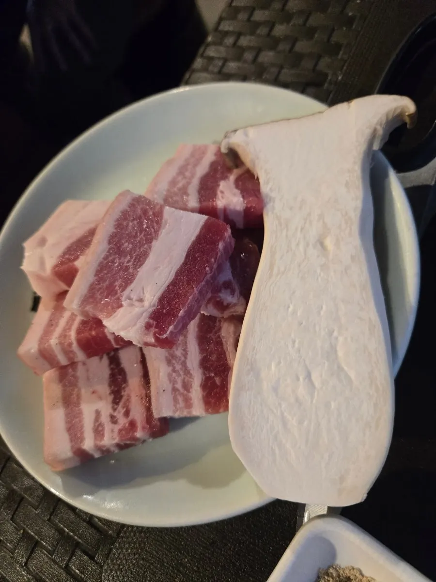 Salted pork belly on the grill