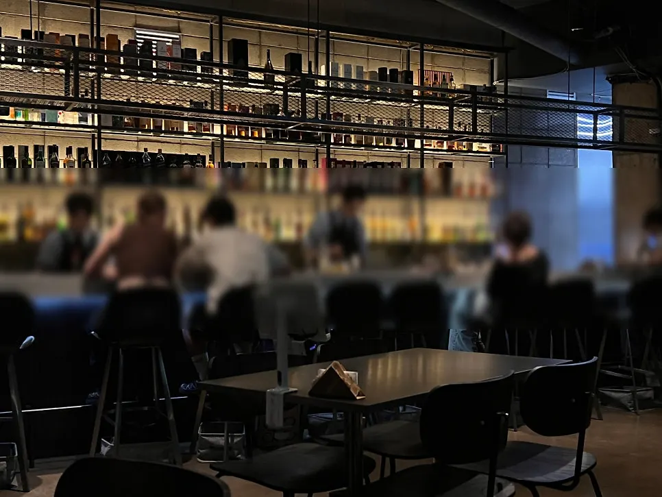 Full view of the bar counter at Bitters