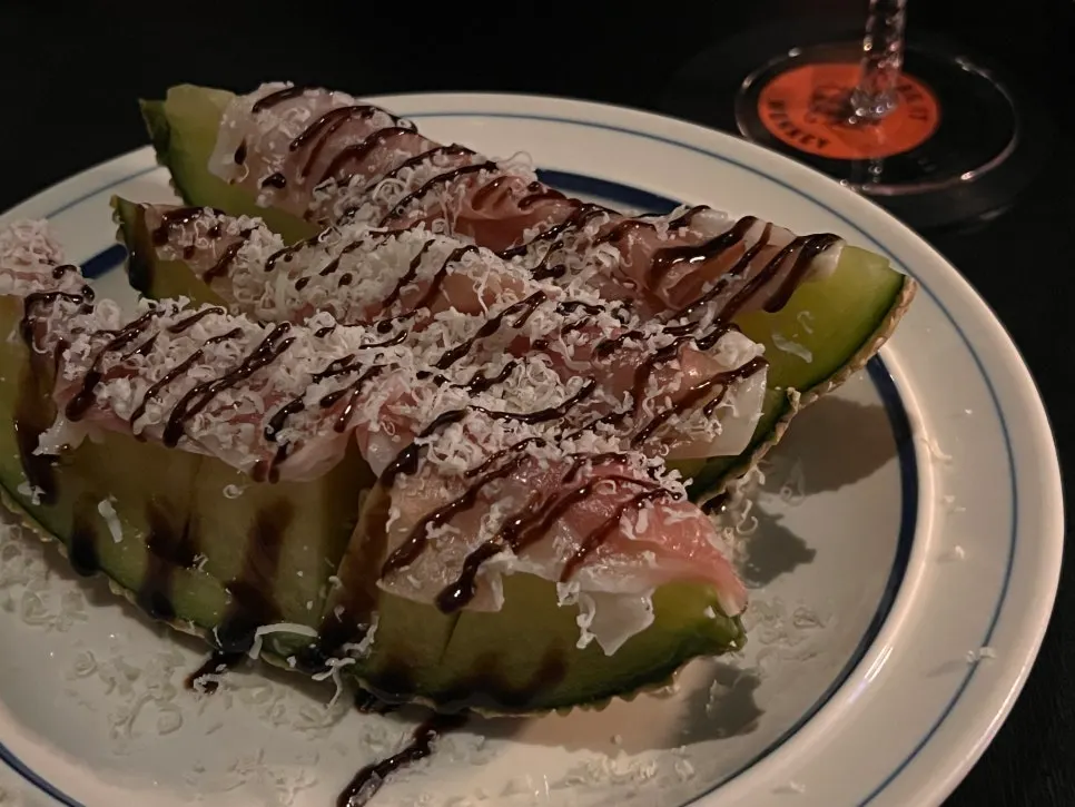 The melon jamón plate at Bitters