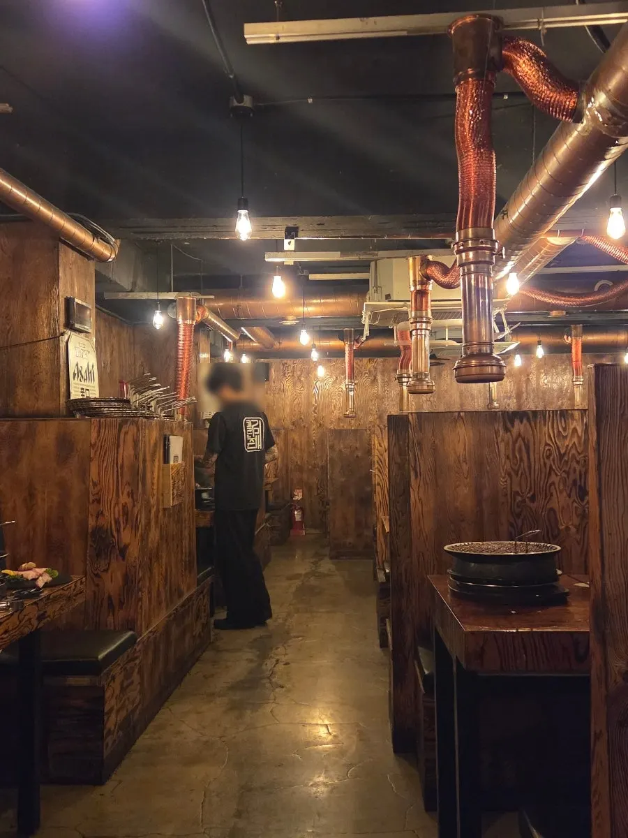 Third-floor reserved seating for a Korean BBQ meal