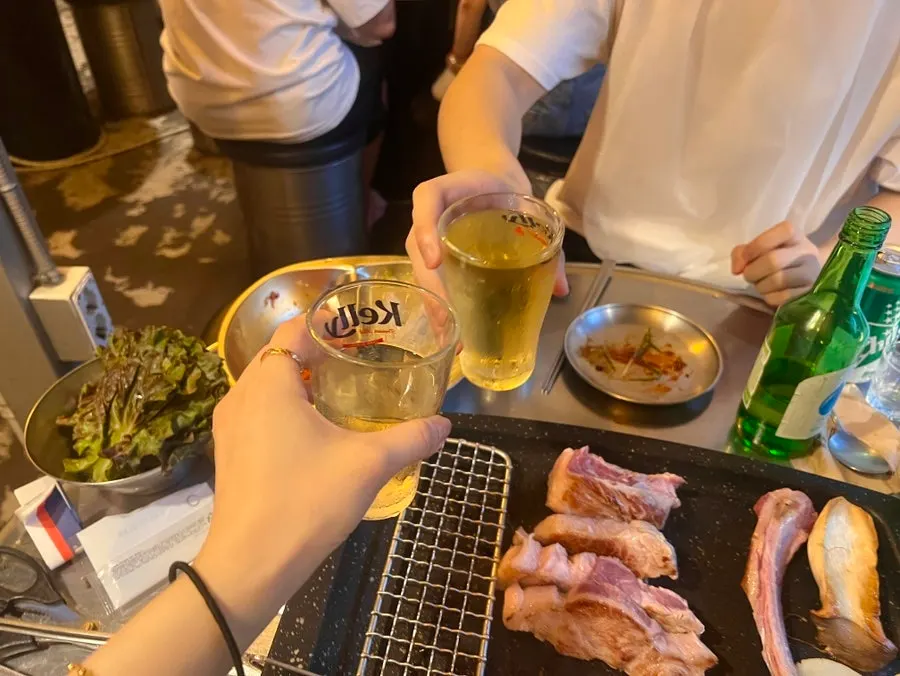 고기와 함께 마신 소맥 한 잔