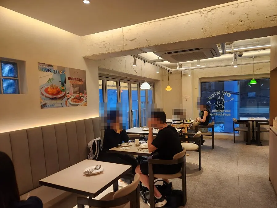 Interior seating area at Omil Hongdae