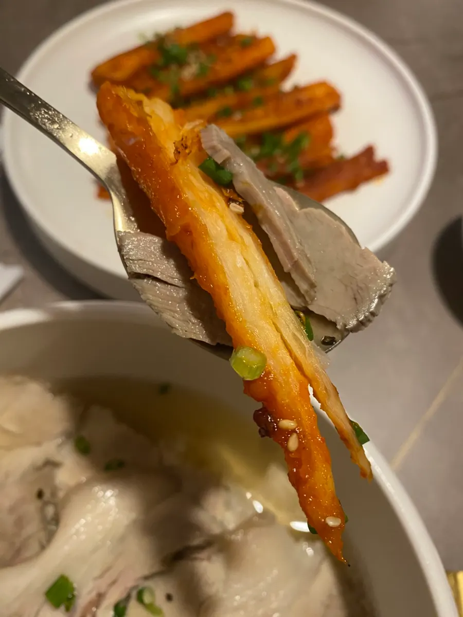 Gungchae pickles paired with pork