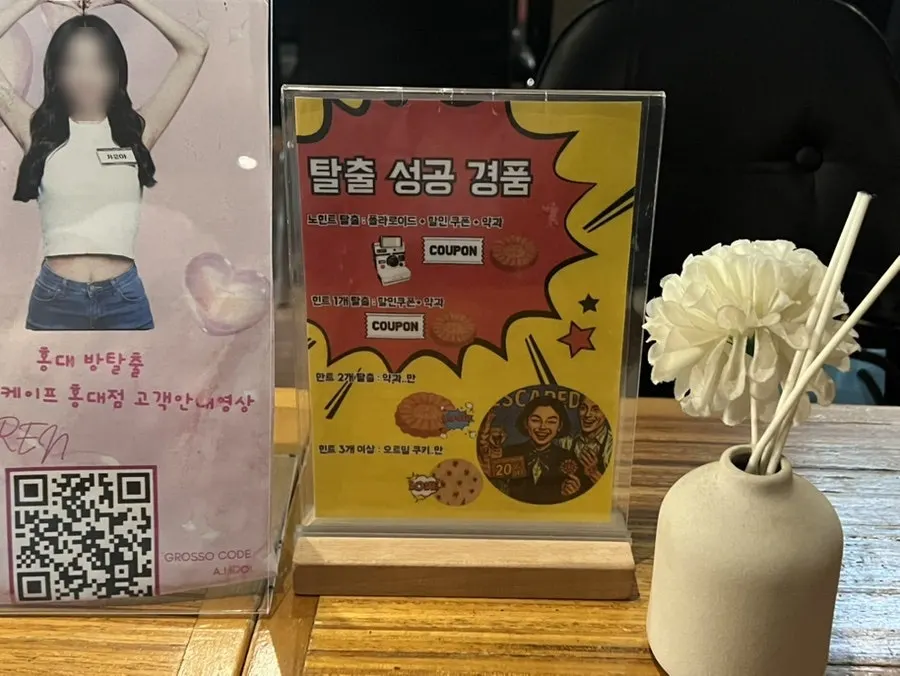 힌트 개수별 탈출 상품 안내와 진열대
