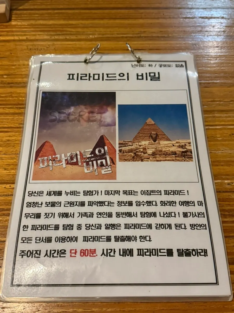 방탈출 테마 난이도와 공포도 안내