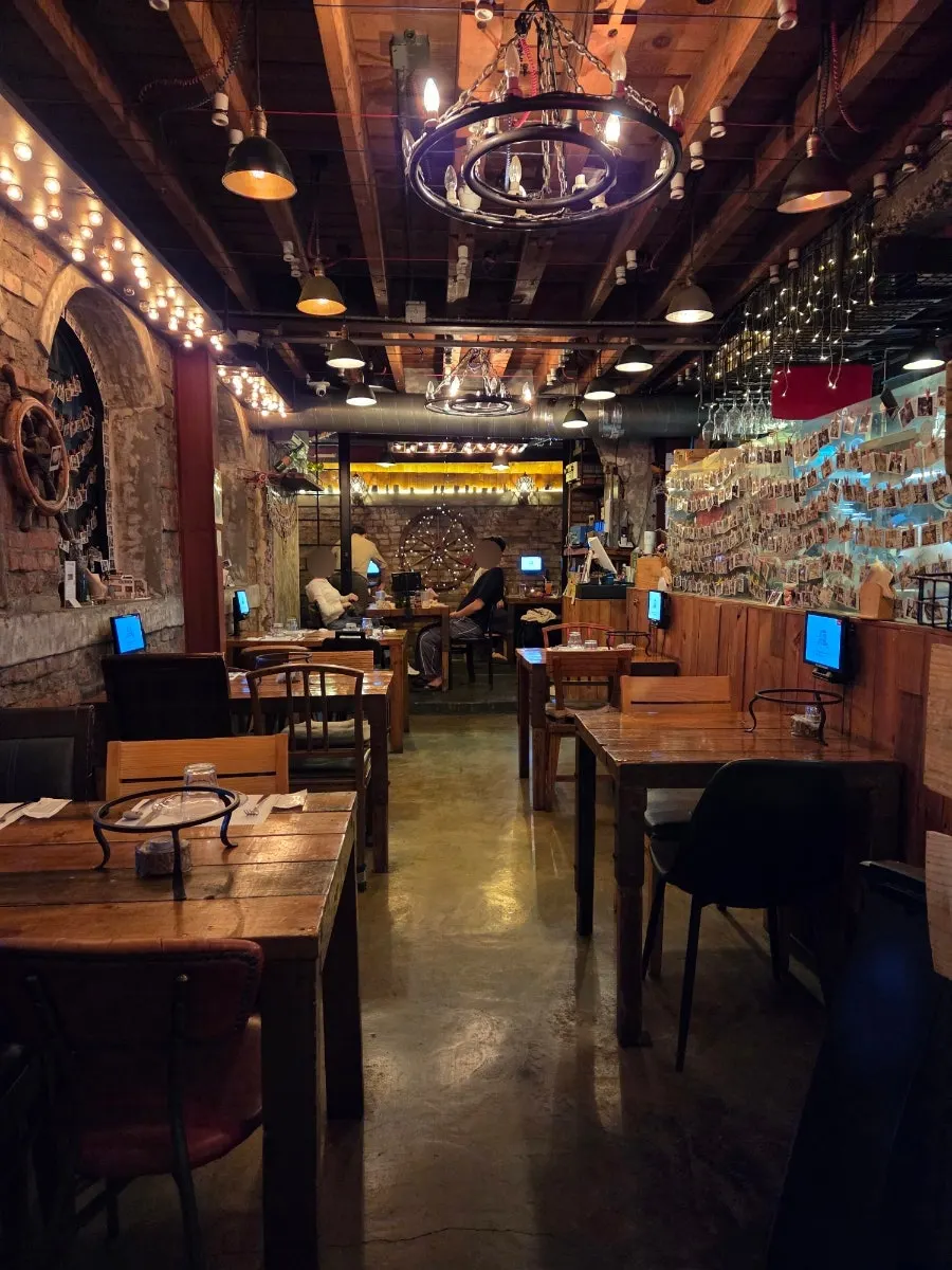 Cozy lighting and hall atmosphere inside the restaurant