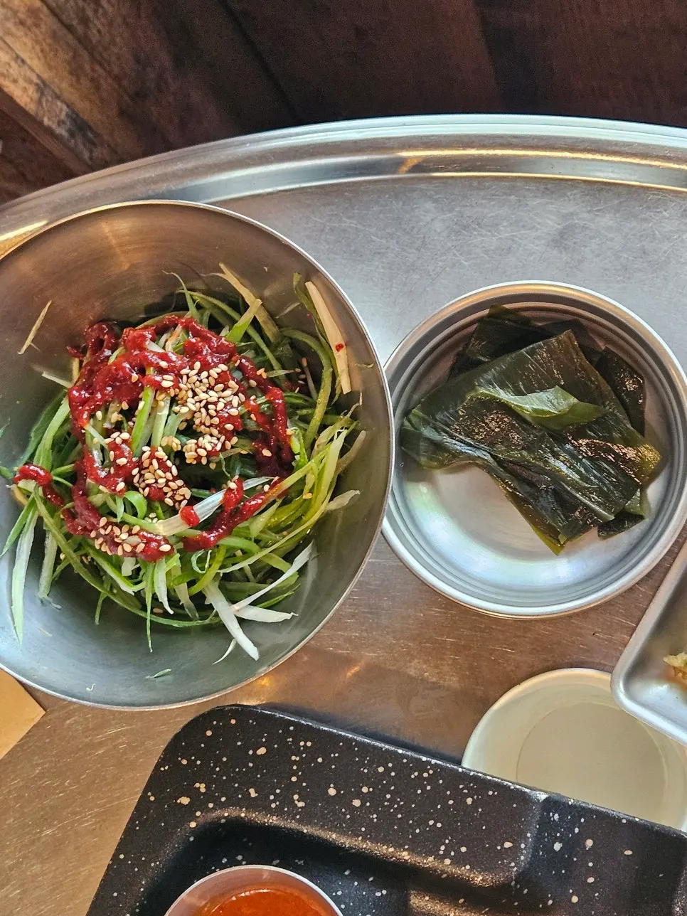 Basic side dish spread served with the meat