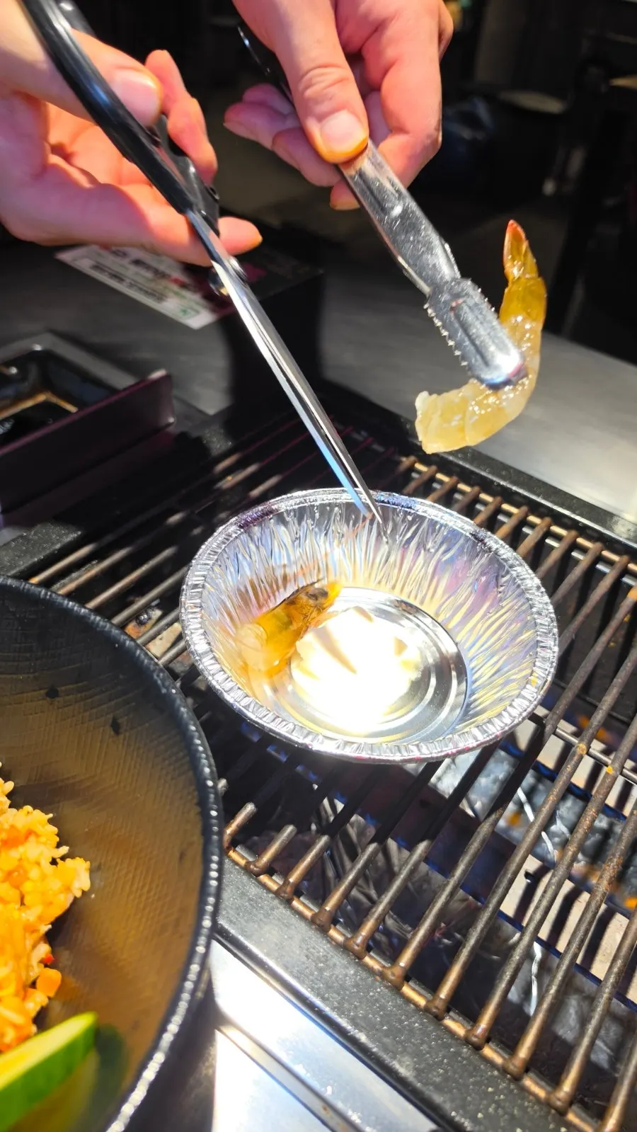 Plump live shrimp sashimi
