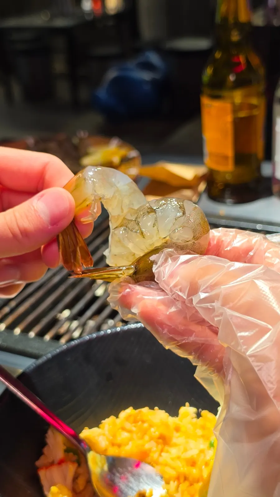 Live shrimp sashimi with a bouncy texture