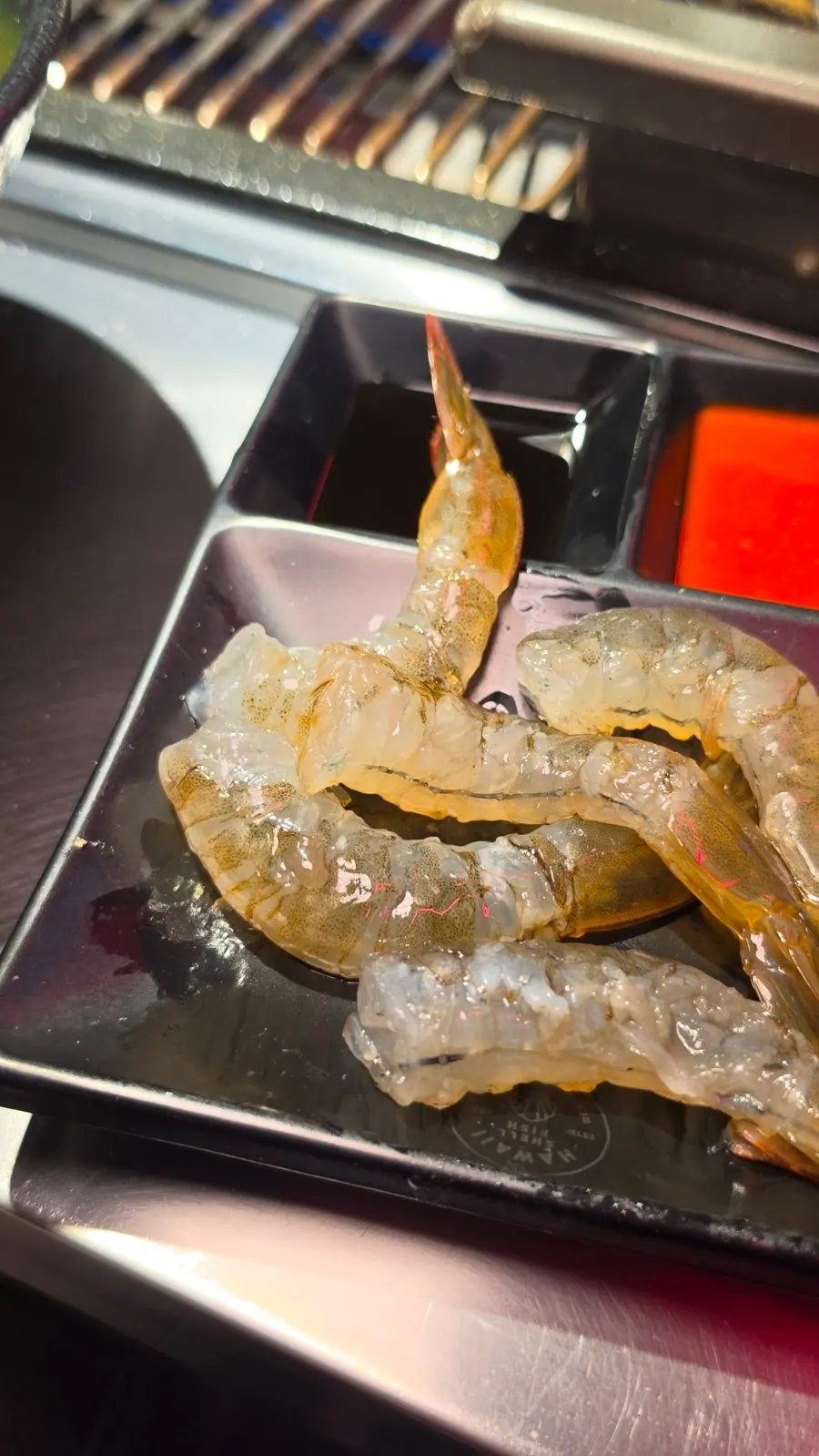 Fresh live shrimp sashimi and chojang dipping sauce