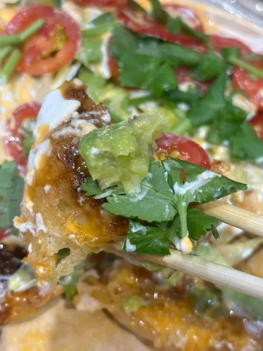 Taco gyoza with optional cilantro