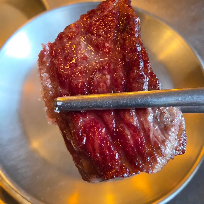 Beef skirt steak dipped in Himalayan pink salt