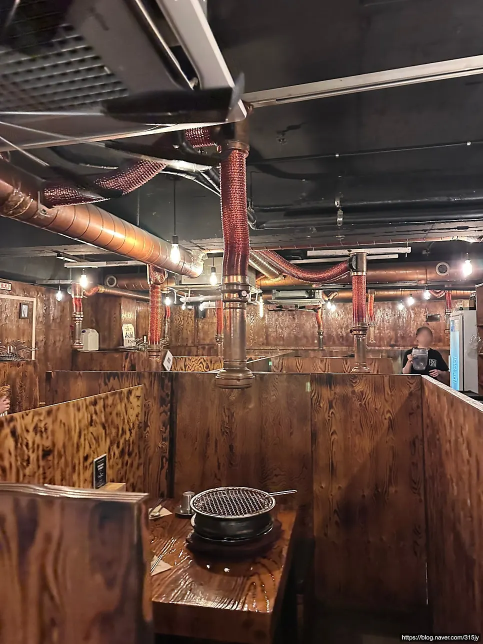 Interior of the restaurant with wood decor