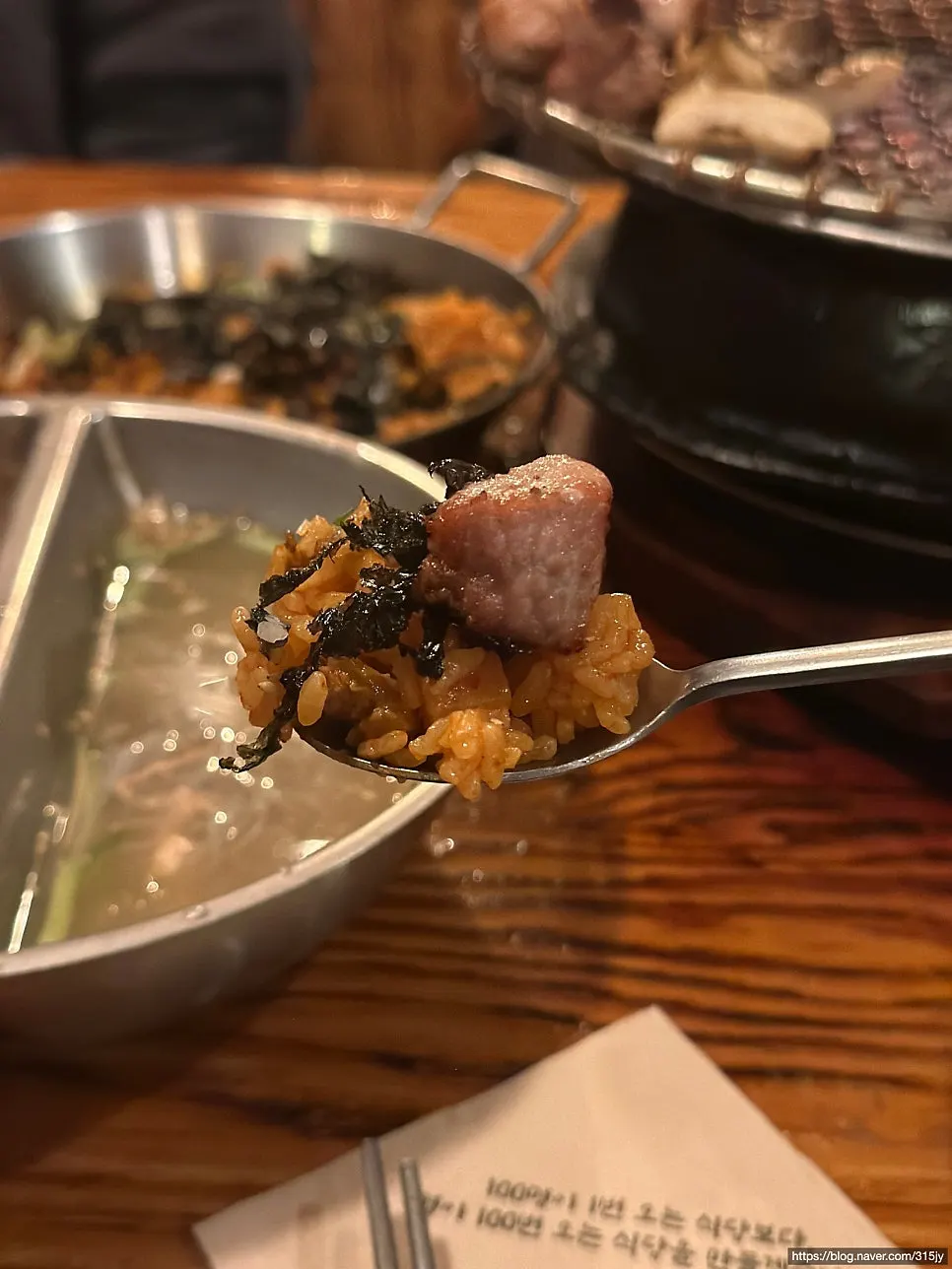 A bowl of dice rice enjoyed together with the meat