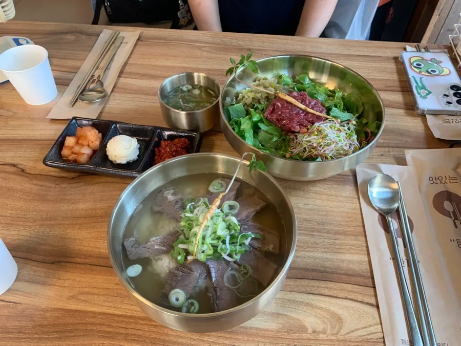 Table setting topped with sprout ginseng