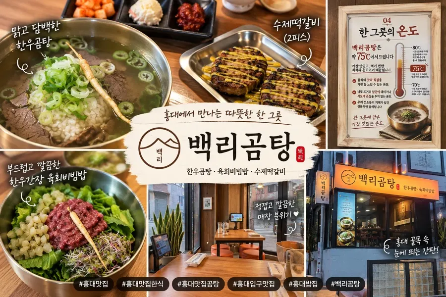 Korean beef gomtang and bibimbap ordered at Baengni Gomtang