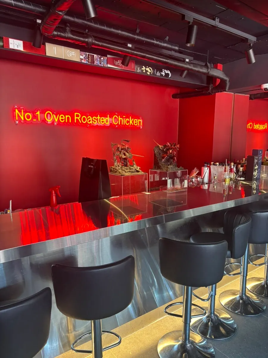 First floor bar tables and high stools