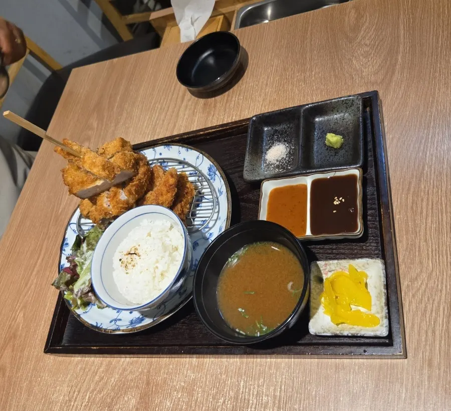 Gureume ramen set and pork katsu set spread